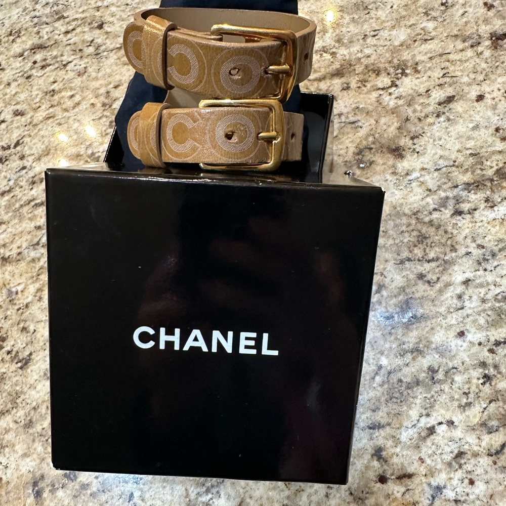 Authentic Chanel COCO Leather Bracelet